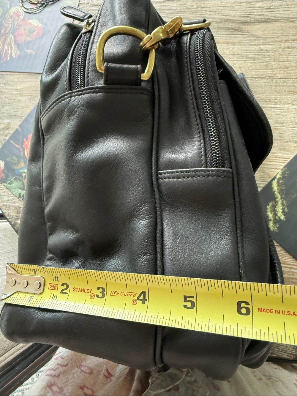Coach Vintage black leather Briefcase Messenger brass with shoulder strap - Picture 15 of 16